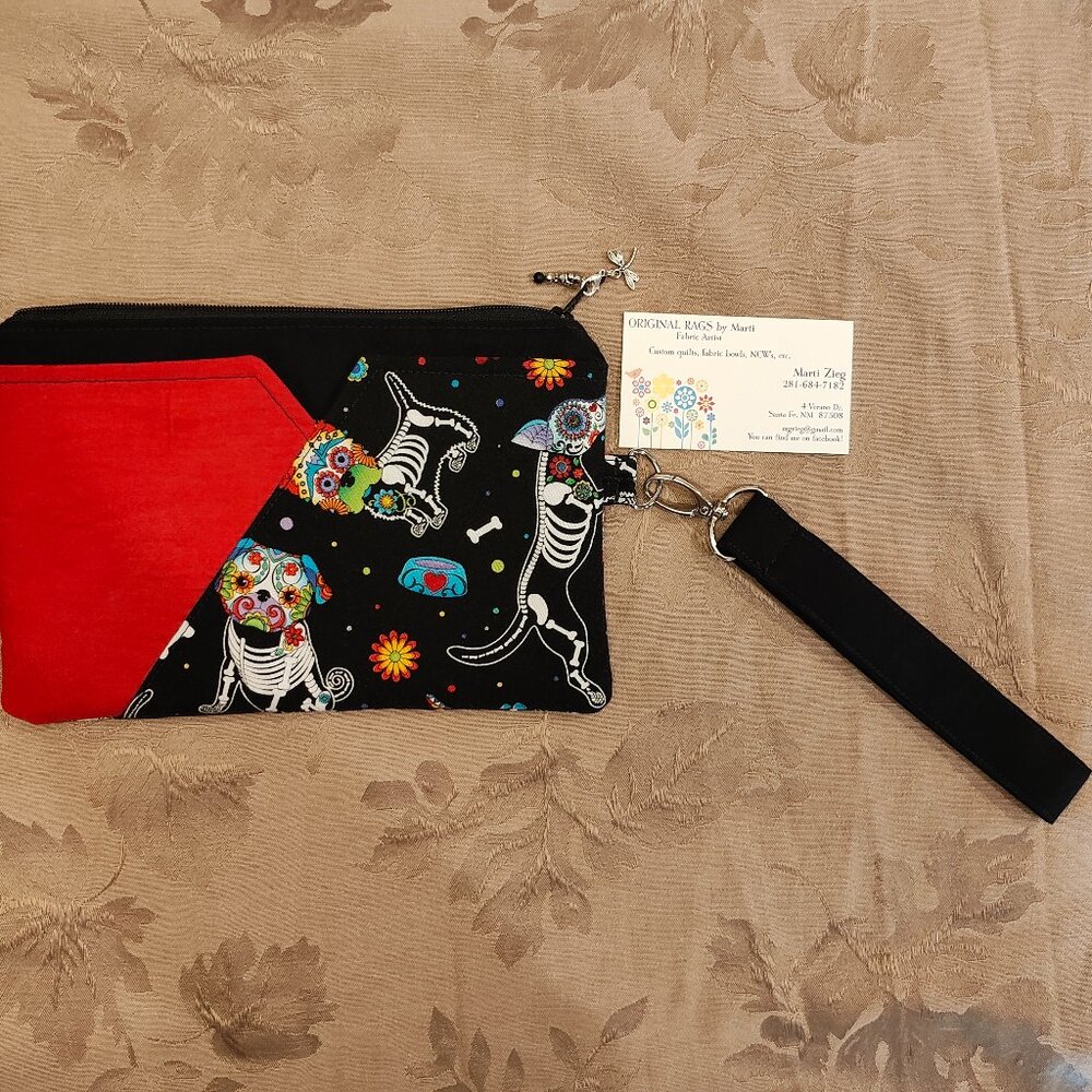 Original Rags by Marti Day of the Dead Dogs Wallet/Clutch, New with Tags!